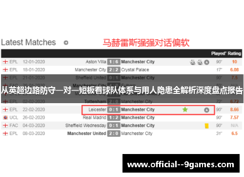 从英超边路防守一对一短板看球队体系与用人隐患全解析深度盘点报告 从英超边路防守一对一短板看球队体系与用人隐患全解析深度盘点报告